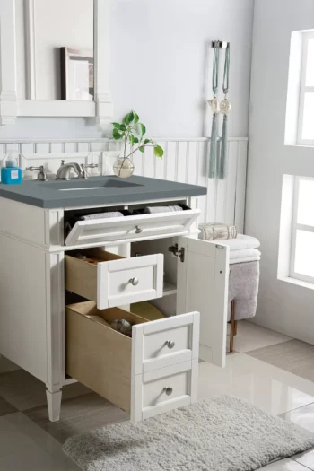 Brittany 30" Single Vanity, Bright White, w/ 3 CM Cala Blue Top - Image 4