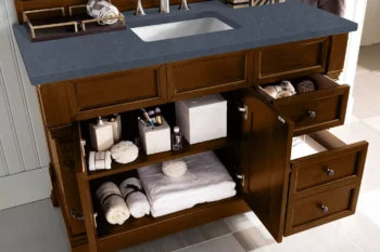 Brookfield 48" Single Vanity, Country Oak w/ 3 CM Charcoal Soapstone Quartz Top - Image 4