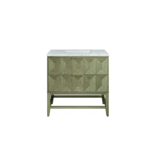 Emmeline 36″ Single Vanity, Pebble Oak w/ 3 CM Eternal Jasmine Pearl Top