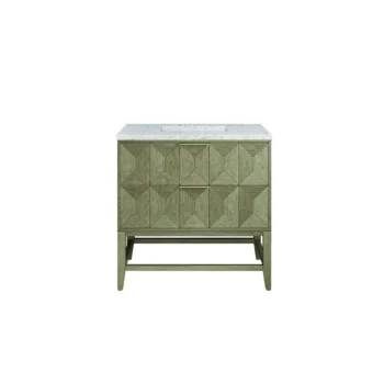 Emmeline 36" Single Vanity, Pebble Oak w/ 3 CM Eternal Jasmine Pearl Top