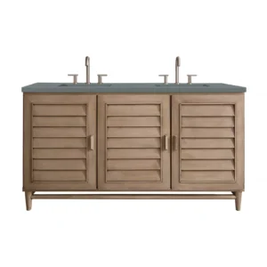 Portland 60″ Double Vanity Whitewashed Walnut w/ 3 CM Cala Blue Top