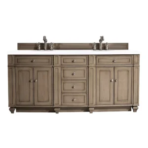Bristol 72″ Double Vanity, Whitewashed Walnut w/ 3 CM White Zeus Quartz Top