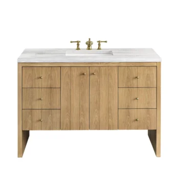 Hudson 48" Single Vanity, Light Natural Oak w/ 3 CM Arctic Fall Top - Image 2