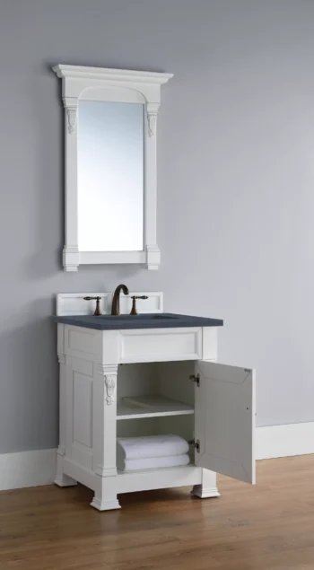 Brookfield 26" Single Vanity, Bright White w/ 3 CM Charcoal Soapstone Quartz Top - Image 4