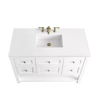 Breckenridge 48" Single Vanity, Bright White w/ 3 CM White Zeus Top - Image 6