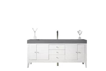 Linear 72" Single Vanity, Glossy White w/ Dusk Grey Glossy Composite Stone Top