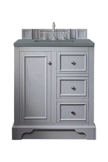 De Soto 30" Single Vanity, Silver Gray w/ 3 CM Cala Blue Top