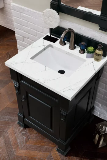 Brookfield 26" Single Vanity, Antique Black w/ 3 CM Ethereal Noctis Quartz Top - Image 6
