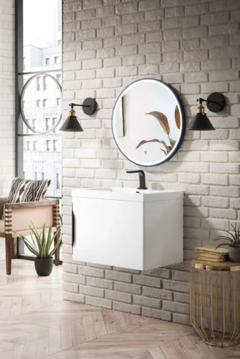 Columbia 24" Single Vanity, Glossy White w/ White Glossy Composite Stone Top - Image 7