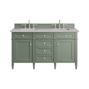 Brittany 60″ Double Vanity, Smokey Celadon w/ 3 CM Eternal Serena Top