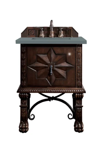 Balmoral 26" Single Vanity, Antique Walnut w/ 3 CM Cala Blue Top