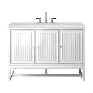 Athens 48″ Single Vanity, Glossy White w/ 3 CM Arctic Fall Solid Surface Top