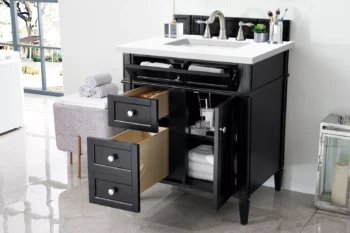 Brittany 30" Single Vanity, Black Onyx, w/ 3 CM White Zeus Quartz Top - Image 4