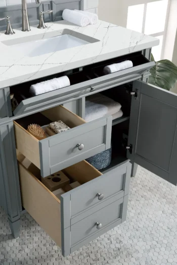Brittany 36" Single Vanity, Urban Gray w/ 3 CM Ethereal Noctis Quartz Top - Image 4