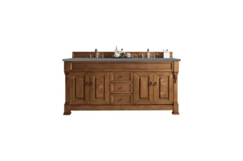 Brookfield 72" Double Vanity, Country Oak w/ 3 CM Cala Blue Top
