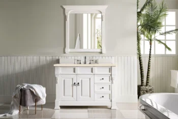 Brookfield 48" Single Vanity, Bright White w/ 3 CM Eternal Marfil Quartz Top - Image 2