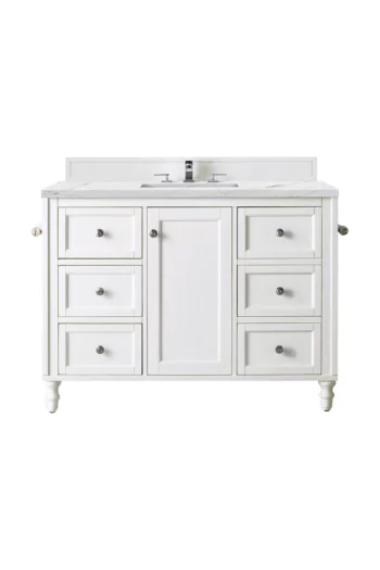 Copper Cove Encore 48" Single Vanity, Bright White w/ 3 CM Ethereal Noctis Quartz Top