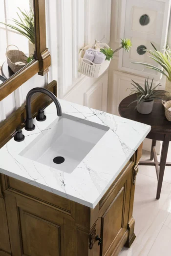 Brookfield 26" Single Vanity, Country Oak w/ 3 CM Ethereal Noctis Quartz Top - Image 3