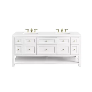 Breckenridge 72″ Double Vanity, Bright White w/ 3 CM White Zeus Top