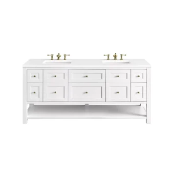 Breckenridge 72" Double Vanity, Bright White w/ 3 CM White Zeus Top