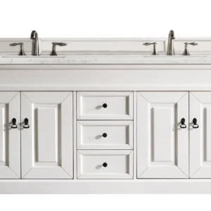 Brookfield 72″ Double Vanity, Bright White w/ 3 CM Eternal Jasmine Pearl Quartz Top