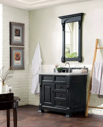 Brookfield 36" Single Vanity, Antique Black w/ 3 CM Eternal Jasmine Pearl Quartz Top - Image 3