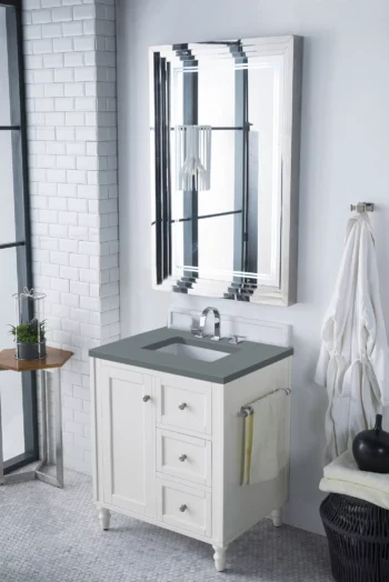 Copper Cove Encore 30" Single Vanity, Bright White w/ 3 CM Cala Blue Top - Image 3
