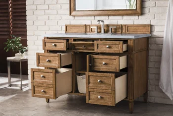 Brittany 48" Single Vanity, Saddle Brown w/ 3 CM Arctic Fall Solid Surface Top - Image 4