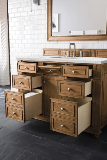 Bristol 48" Single Vanity, Saddle Brown w/ 3 CM Ethereal Noctis Quartz Top - Image 4