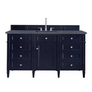 Brittany 60″ Single Vanity, Victory Blue w/ 3 CM Charcoal Soapstone Quartz Top
