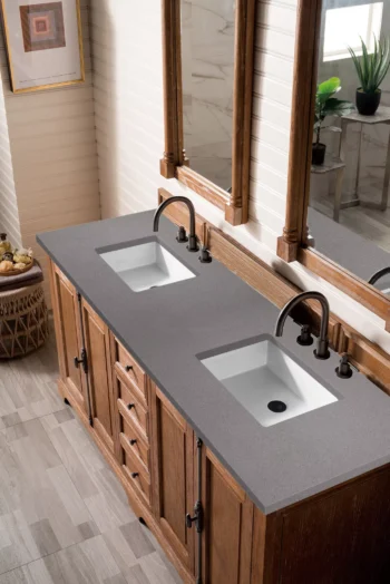 Providence 72" Double Vanity, Driftwood w/ 3 CM Grey Expo Quartz Top - Image 3