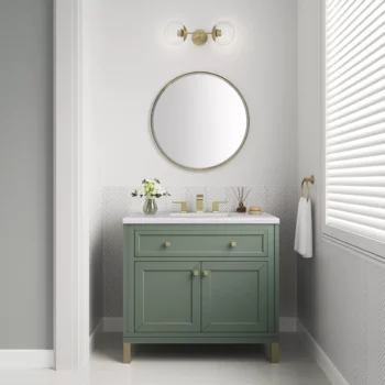 Chicago 36" Single Vanity, Smokey Celadon w/ 3 CM Arctic Fall Top - Image 3