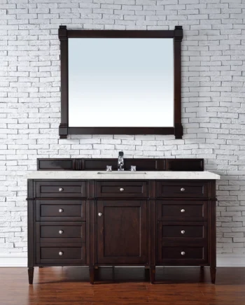 Brittany 60" Single Vanity, Burnished Mahogany w/ 3 CM Eternal Jasmine Pearl Quartz Top - Image 2