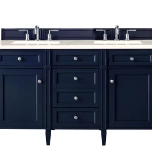 Brittany 60″ Double Vanity, Victory Blue w/ 3 CM Eternal Marfil Quartz Top