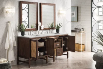 Addison 72" Double Vanity, Mid-Century Acacia w/ 3 CM Eternal Jasmine Pearl Quartz Top - Image 4