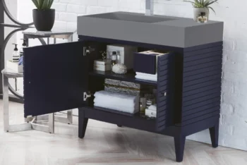 Linear 36" Single Vanity, Victory Blue w/ Dusk Grey Glossy Composite Stone Top - Image 4