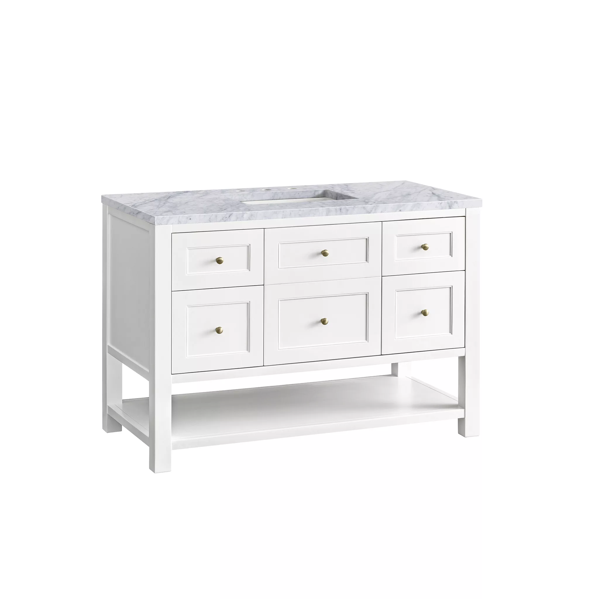 Breckenridge 48" Single Vanity, Bright White w/ 3 CM Carrara Marble Top - Image 6