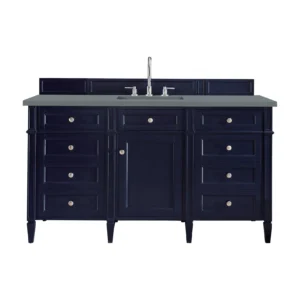 Brittany 60″ Single Vanity, Victory Blue w/ 3 CM Cala Blue Top