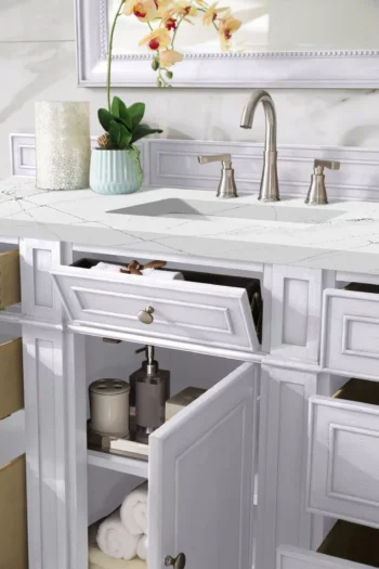 Bristol 60" Single Vanity, Bright White w/ 3 CM Ethereal Noctis Quartz Top - Image 4