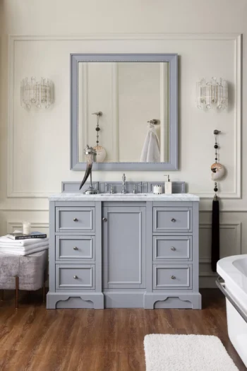 De Soto 48" Single Vanity, Silver Gray w/ 3 CM Carrara Marble Top - Image 2