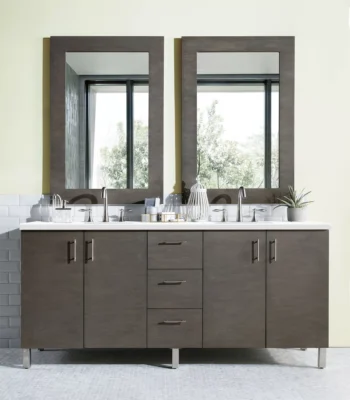 Metropolitan 72" Double Vanity, Silver Oak w/ 3 CM White Zeus Quartz Top - Image 2