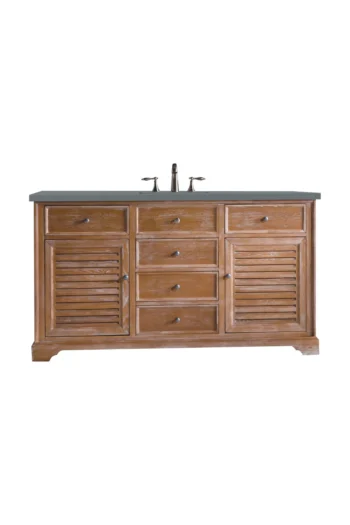 Savannah 60" Single Vanity, Driftwood w/ 3 CM Cala Blue Top