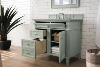 Brittany 36" Single Vanity, Sage Green w/ 3 CM Grey Expo Top - Image 4