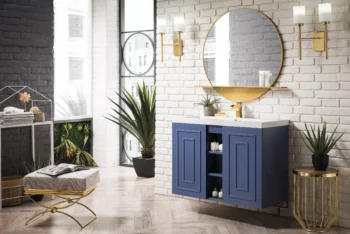 Alicante 39.5" Single Vanity, Azure Blue w/ White Glossy Composite Stone Top - Image 3