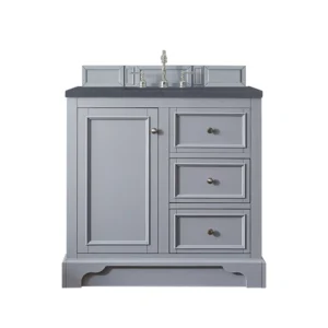 De Soto 36″ Single Vanity, Silver Gray w/ 3 CM Charcoal Soapstone Quartz Top