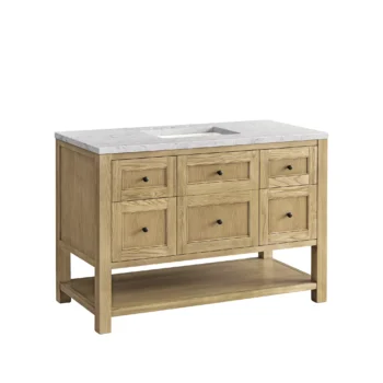 Breckenridge 48" Single Vanity, Light Natural Oak w/ 3 CM Eternal Jasmine Pearl Top - Image 6
