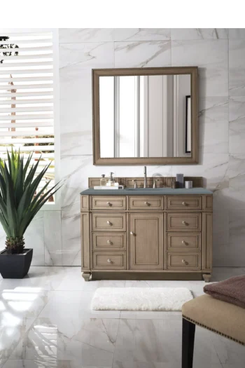 Bristol 48" Single Vanity, Whitewashed Walnut w/ 3 CM Cala Blue Quartz Top - Image 2