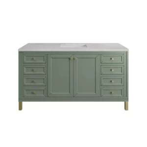 Chicago 60″ Single Vanity, Smokey Celadon w/ 3 CM Eternal Serena Top