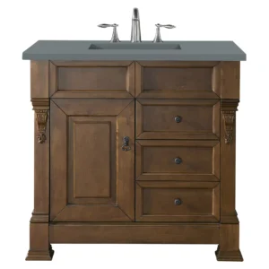 Brookfield 36″ Single Vanity, Country Oak w/ 3 CM Cala Blue Top
