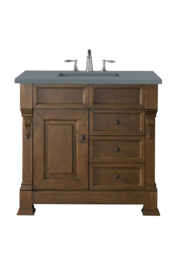Brookfield 36" Single Vanity, Country Oak w/ 3 CM Cala Blue Top